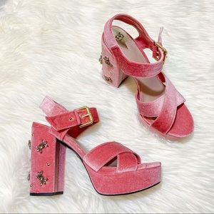 Sam Edelman Chunky Velvet Pink Heels 8.5